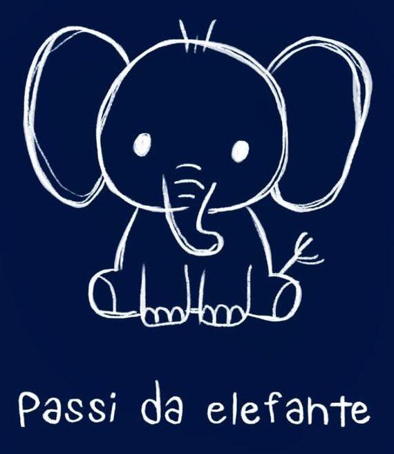 Logo di Passi da Elefante: un elefantino disegnato su fondo blu